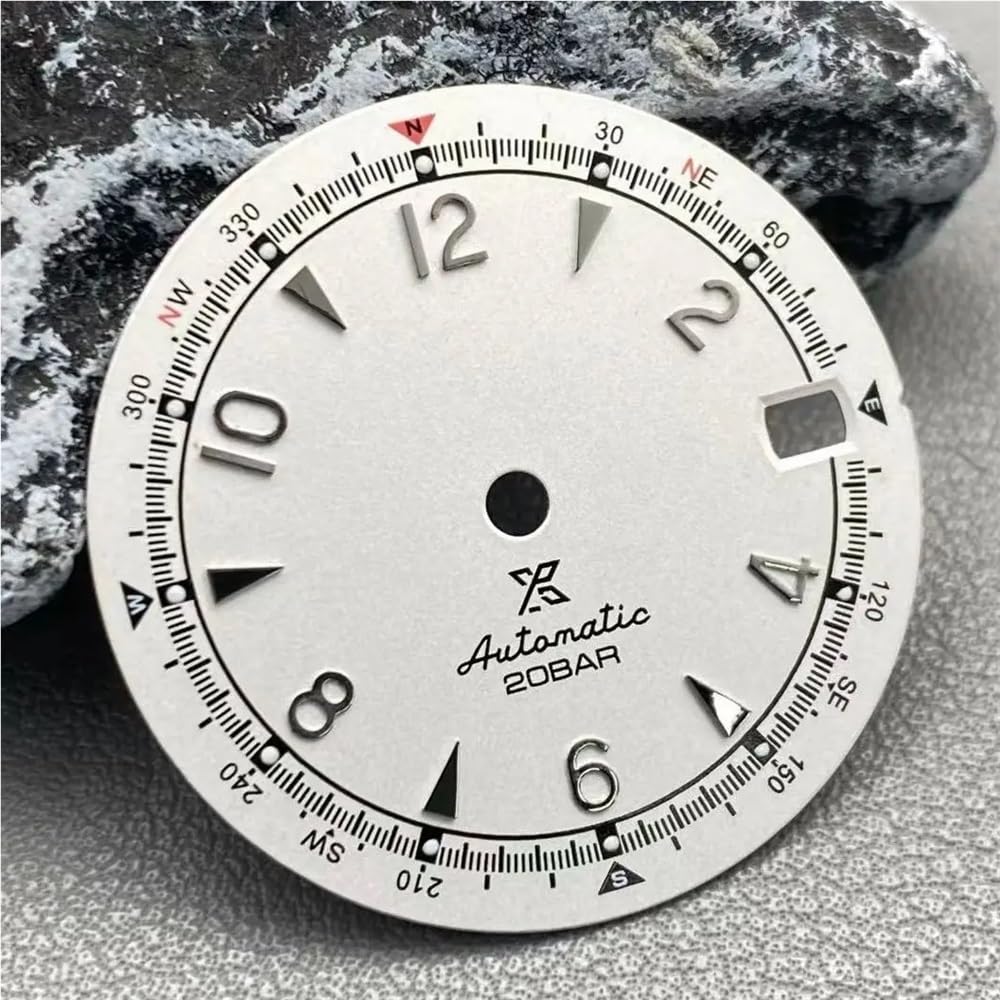 Quadrante retrò orologio verde opaco da 28,5 mm con lancette verdi luminose