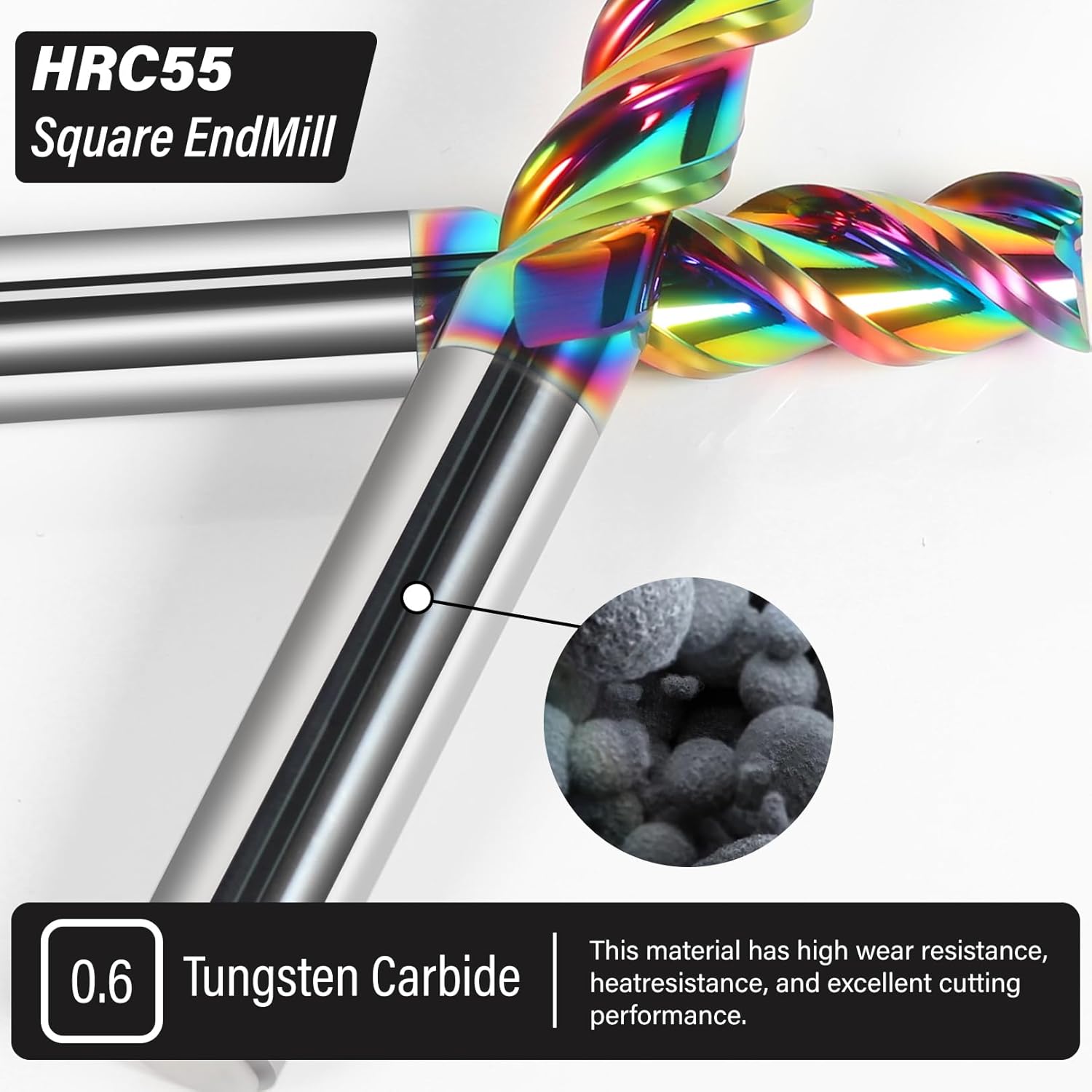 1/2" Tungsten Carbide Extra Long End Mills for Aluminum & Copper Alloys, 3-Flute DLC Coated Endmills Set CNC Milling Bits - HRC55