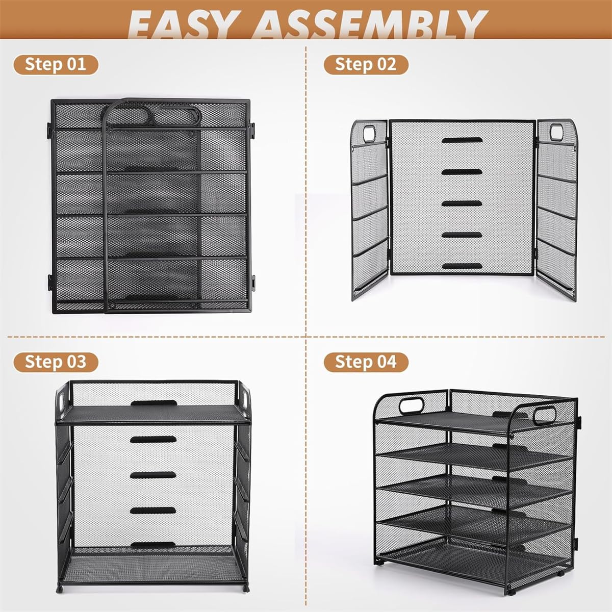 SOONHUA 5-Tire Schreibtisch Organizer, Schreibtisch Ablagefächer aus Mesh, Papier Dokumenten Ablage Regal, Aktenablage Desk Organizer für Zuhause,Büro und Schule