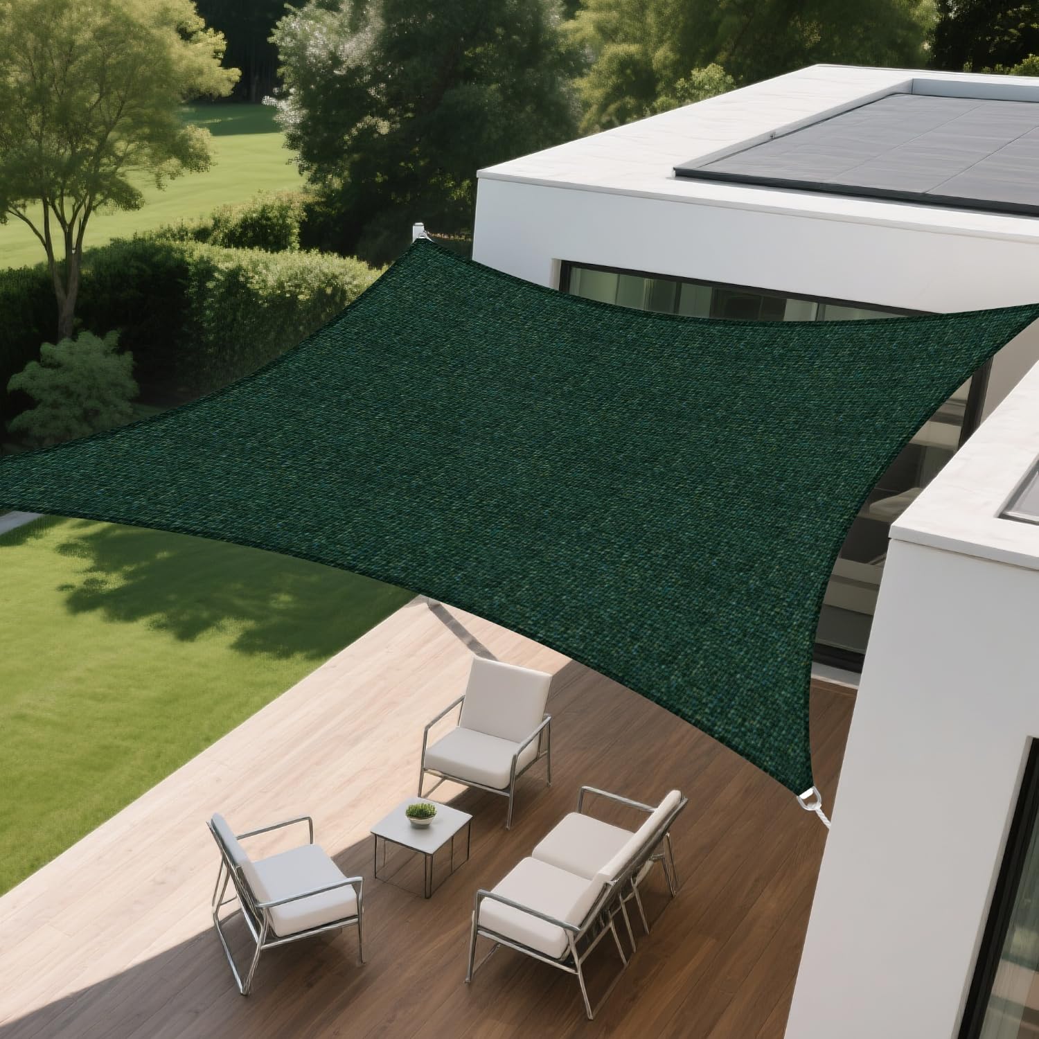 AwnPro 8' x 8' Shade Sails 180GSM Rectangular Shade Sails Sun Rays Blocking Patio Garden Outdoor Facilities Green