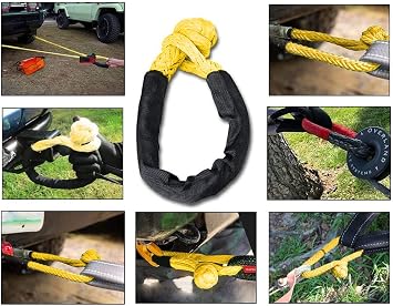 Synthetic Soft Shackle - 7/16 Inch X 22 Inch 38,000lbs Breaking Strength, UHMWPE Rope Shackle with Protective Sleeves for Sailing SUV ATV 4x4 Truck Jeep Recovery Towing, Yellow (2-Pack)