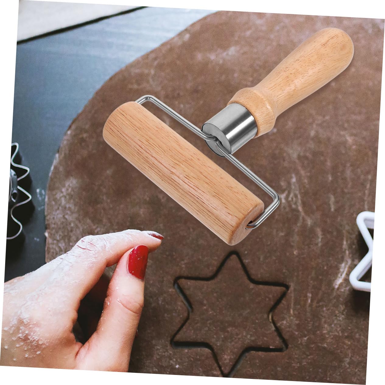 MAGICLULU 5piezas Rodillo De Madera Para Hornear Herramienta De Cocina Ergonómica Para Pasteles y Pizza Rodillo Antiadherente De Madera Natural Para Repostería y Masa De Pizza