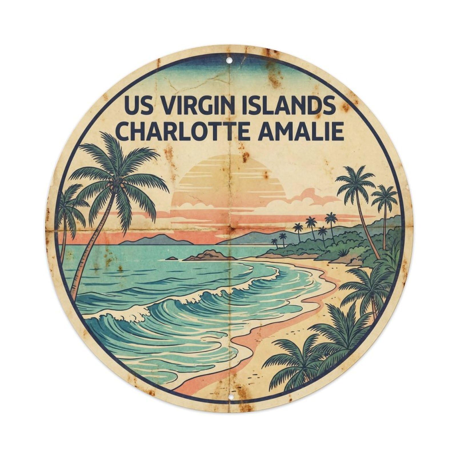 Lagoon Coast US Virgin Islands Charlotte Amalie Travel Metal Tin Sign