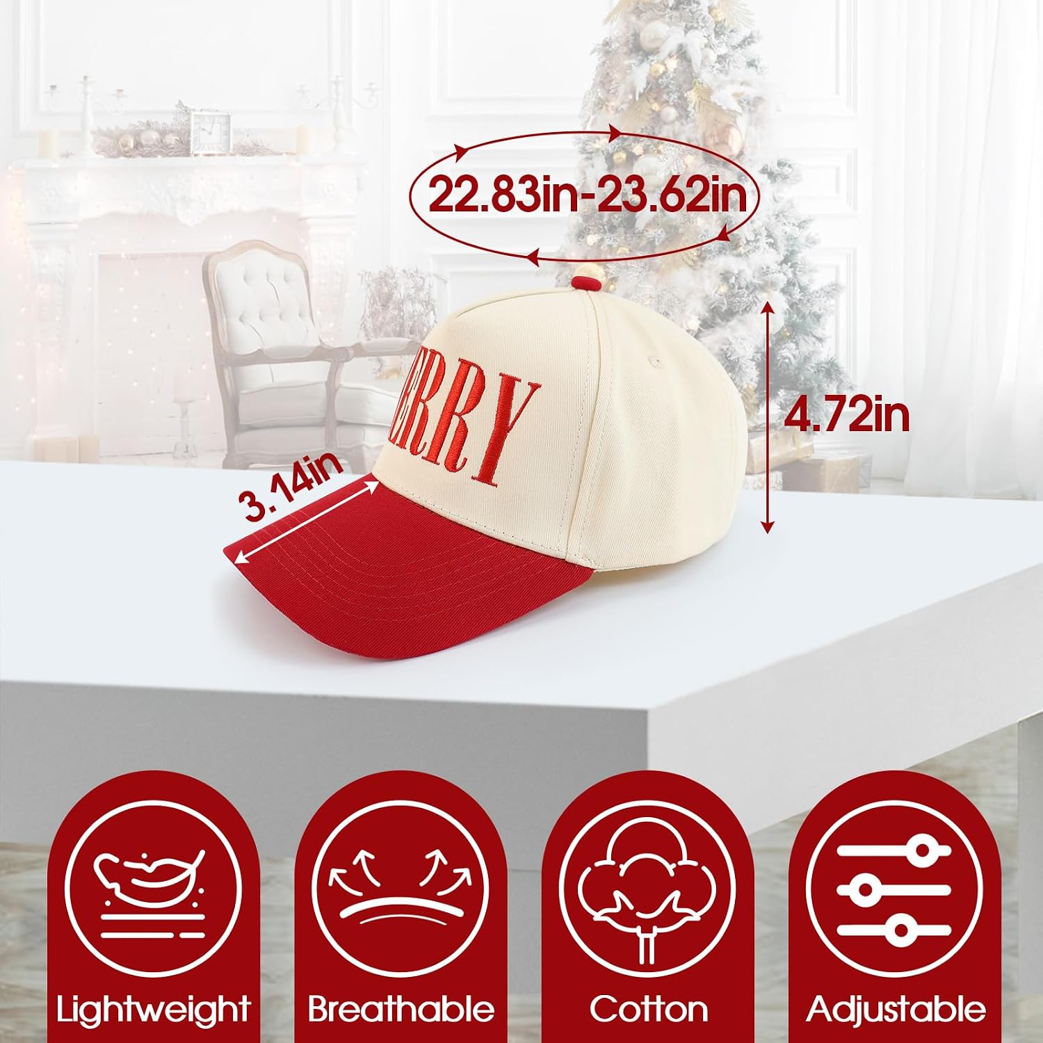 Embroidered 1776 Lucky Christmas Hat, Adjustable Vintage Trucker Hat, Cotton Baseball Cap Gifts for Women Men