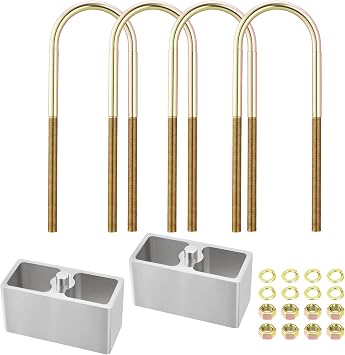 3 Inch Universal Leaf Spring Lowering Block Kit   2.5" Wide x 5" Long, Reinforced Steel with Zinc-Plated U-Bolts   Heavy-Duty & Rust-Resistant