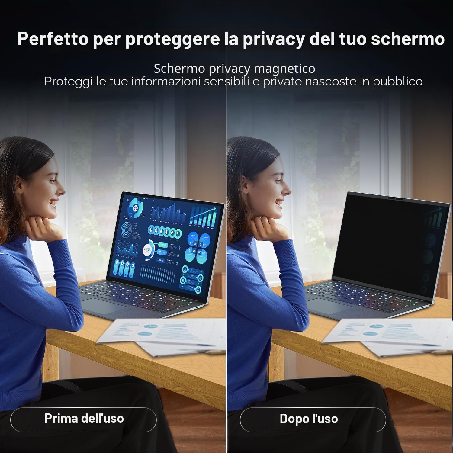 ZOEGAA Filtro Privacy da 15 pollici per Surface, Schermo Protettivo Magnetico Rimovibile per Surface Laptop 3/4/5
