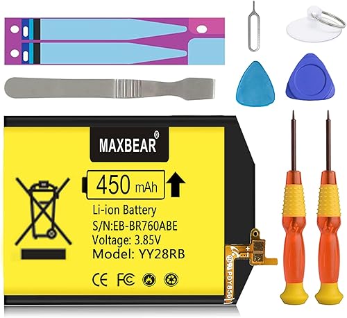 Miniatura 7 de MAXBEAR Gear S3 Frontier - Batería de repuesto de 450 mAh EB-BR760ABE para Samsung Gear S3 Frontier (SM-R760) y Gear S3 Classic, SM-R770, BR760,