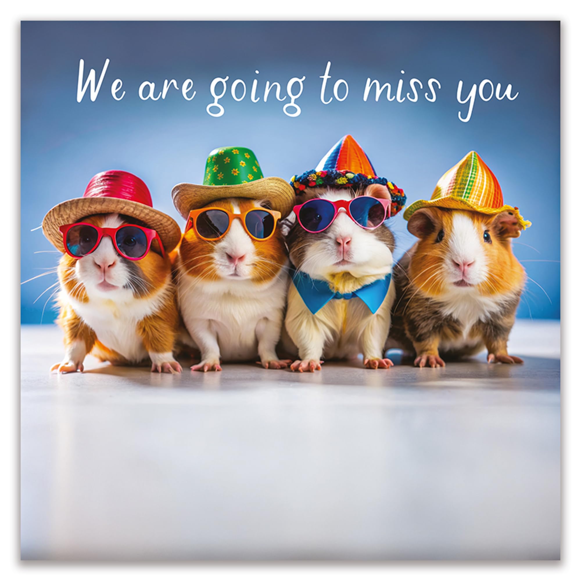 Hammond Gower Leaving Card for Male or Female Colleague - Funny Guinea Pigs in Sunglasses - Hand-finished with Diamante Gems - Large We'll Miss You Premium Greeting Card with Envelope