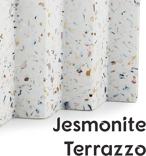 Miniatura 4 de Jabonera de piedra de terrazo Zig Zag para fregadero de baño, ahorro de jabón de concreto para barra de jabón para ducha, soporte de esponja