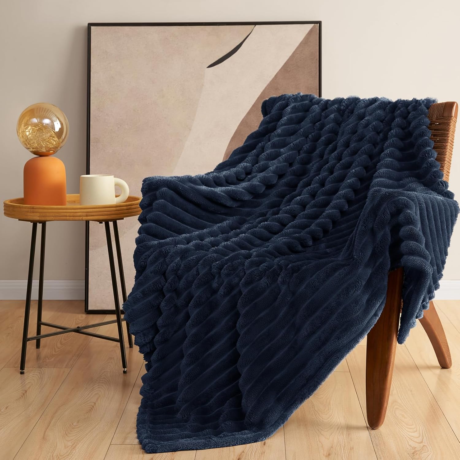 Soft Navy Blue Twin Blanket for Bed - 300GSM Cozy Fleece Blanket for Men, Small Lightweight Bed Blankets Graduation Birthday Gifts for Her Him, Home School Dorm Decor, Navy Blue, 60x80 Inches - Image 9