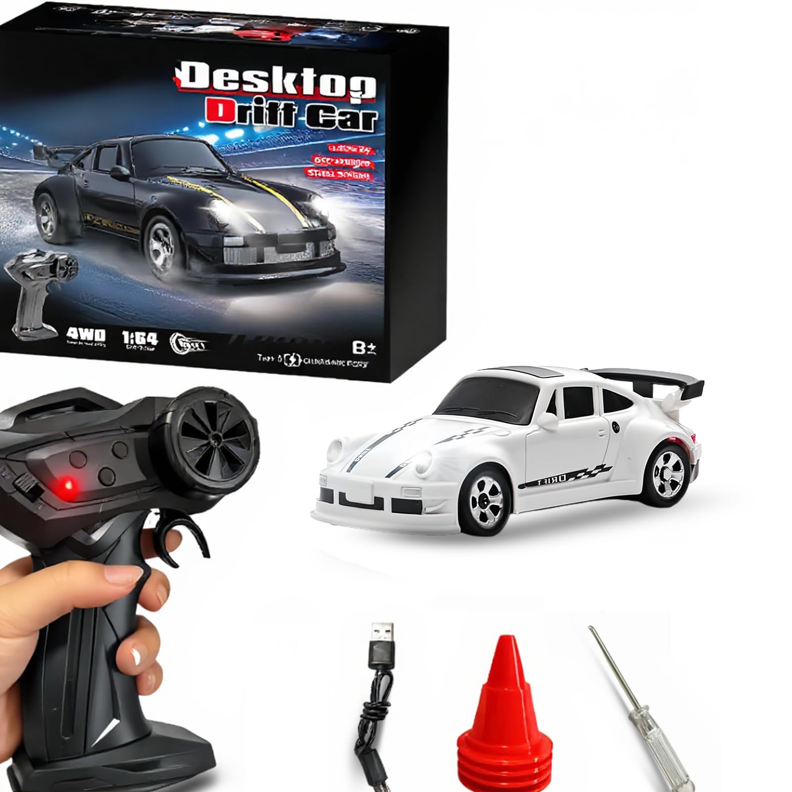 Mini RC Drift Car, 1/64 RC Remote Control Car High Speed, 2.4GHz Full Proportional RTR Micro Sports Racing Drift, 4WD HobbyFast Race Vehicle with