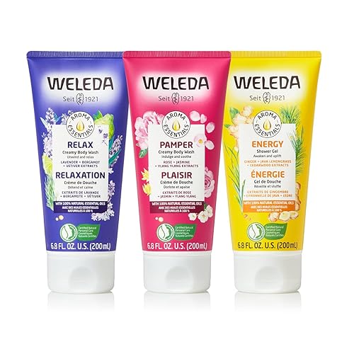 Weleda Aroma Essentials - Gel de ducha energético, 6.8 onzas líquidas (paquete de 3), gel de ducha energético, gel de baño Pamper and Relax,