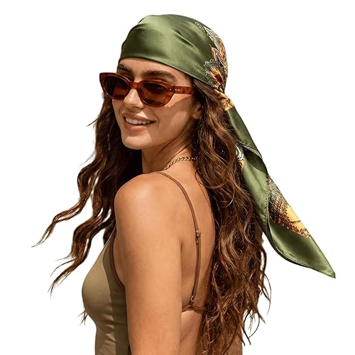 35” Large Square Satin Head Scarf - 1Pcs Satin Hair