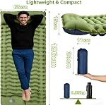 Patinoire de camping, TocsQron Tapis de couchage autogonflants avec sac de transport d'oreiller & Pompe à pied intégrée, Camping Air Matelas pour Beach Backpacking Tente Randonnées en Pique-nique (vert et bleu)