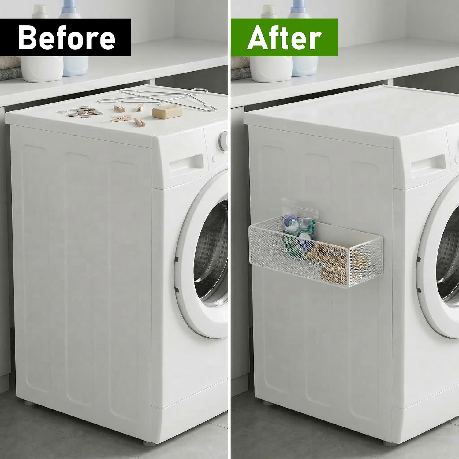 2 Pcs Magnetic Basket For Fridge, Kitchen Magnetic Storage Bin Box Containers Locker Organizer for Pegboard Refrigerator Kitchen Home Whiteboard(White)