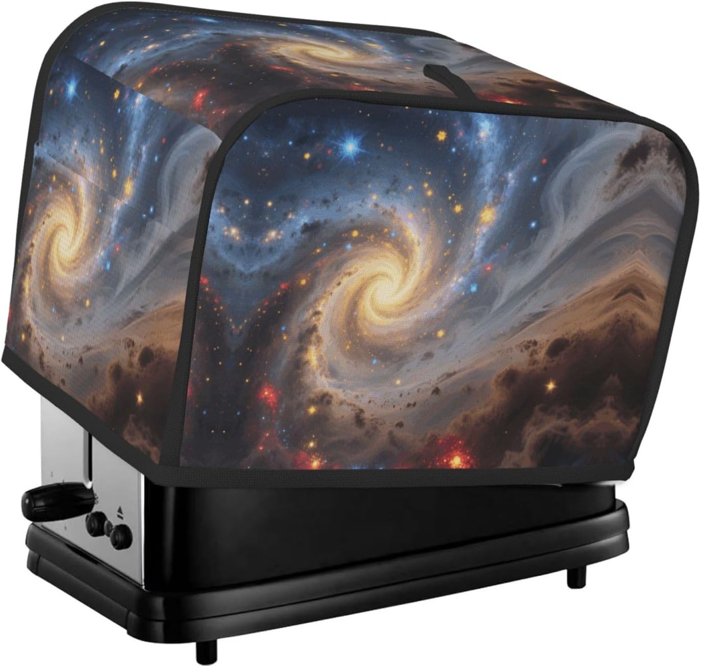 Galaxy Glitter Nebula Toaster Cover 2 Slice, Waterproof Bread Machine Covers with Pockets Universal Size Kitchen Small Appliance Cover with Handle, Dust and Fingerprint Protection