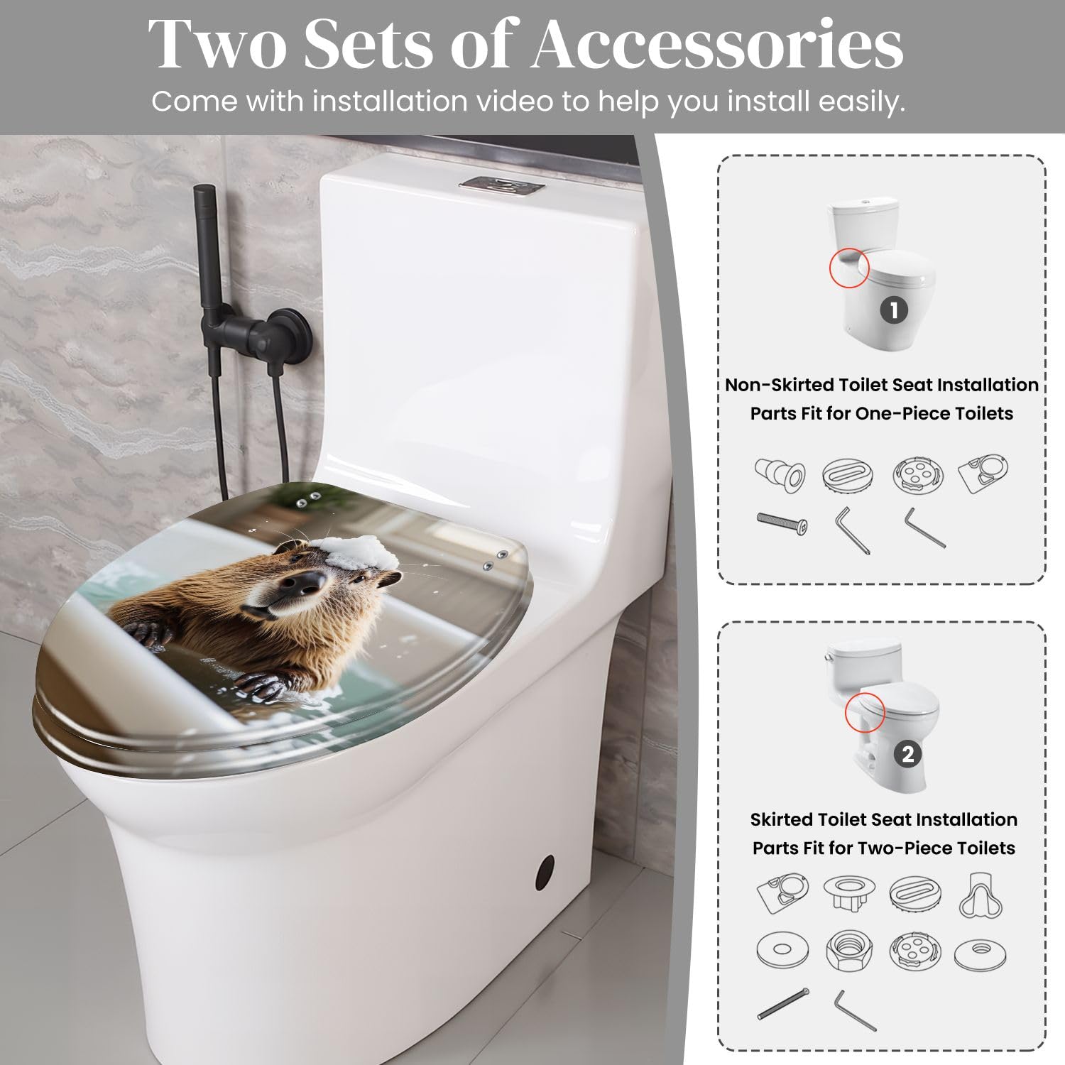 Sedile WC allungato in resina a forma di castoro, per uso bagno.