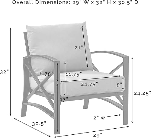 Miniatura 3 de Crosley Furniture KO60007WH-NV Kaplan - Silla con brazos metálicos para exteriores, color blanco con cojines azul marino