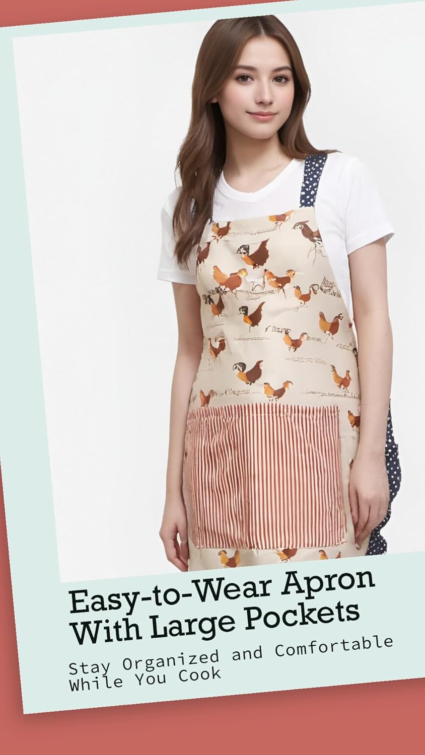 Lovely Flower Pattern Retro Aprons With Large Pockets for Women Girls Cooking Kitchen Bakery Mother's Gift - Image 5