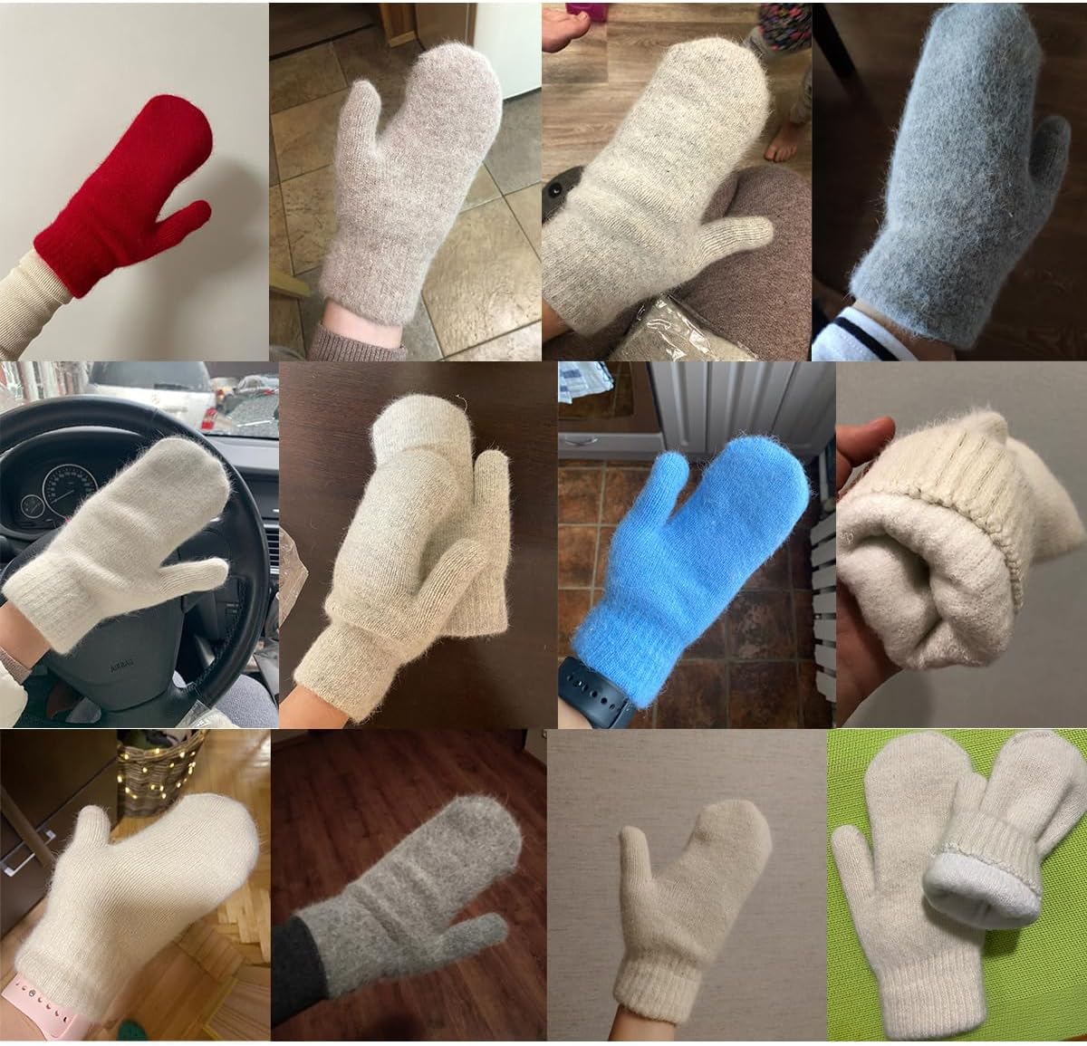 Cold Weather Mittens for Women, Wool Blend Knitted Mittens Warm Thermal Gloves for Cycling & Hiking