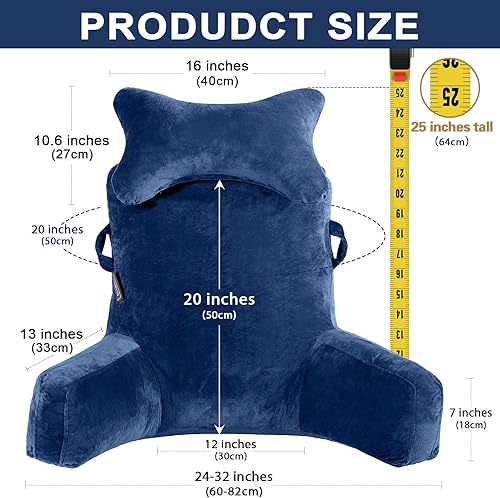 Miniatura 2 de SLIGUY Almohada de lectura, almohada de descanso para cama con rollo de cuello desmontable y brazo de apoyo superior para sentarse en la cama, sofá