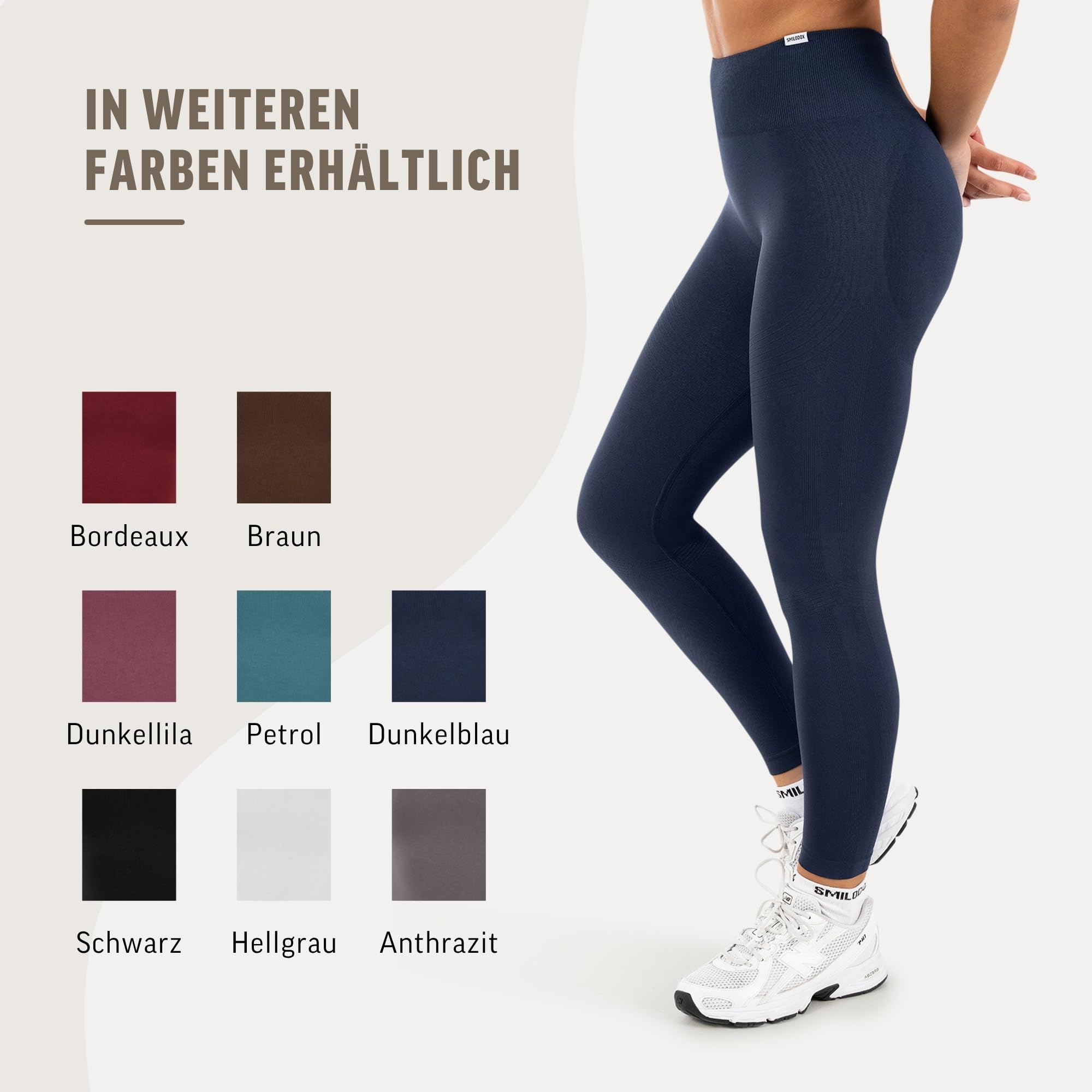 SMILODOX Leggings Damen Vonda Seamless Sportleggings mit Scrunch, High Waist und V-Shape Bund, Gym Leggings, Yogaleggings, Fitnesshose mit Push Up und Scrunch Butt, Sport, Training & Freizeit