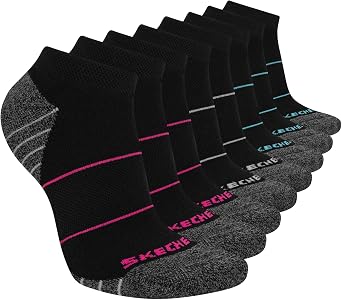 Skechers Womens 8-pack Work Collection Low Cut Socks, Extended Cushion & Mesh Ventilation