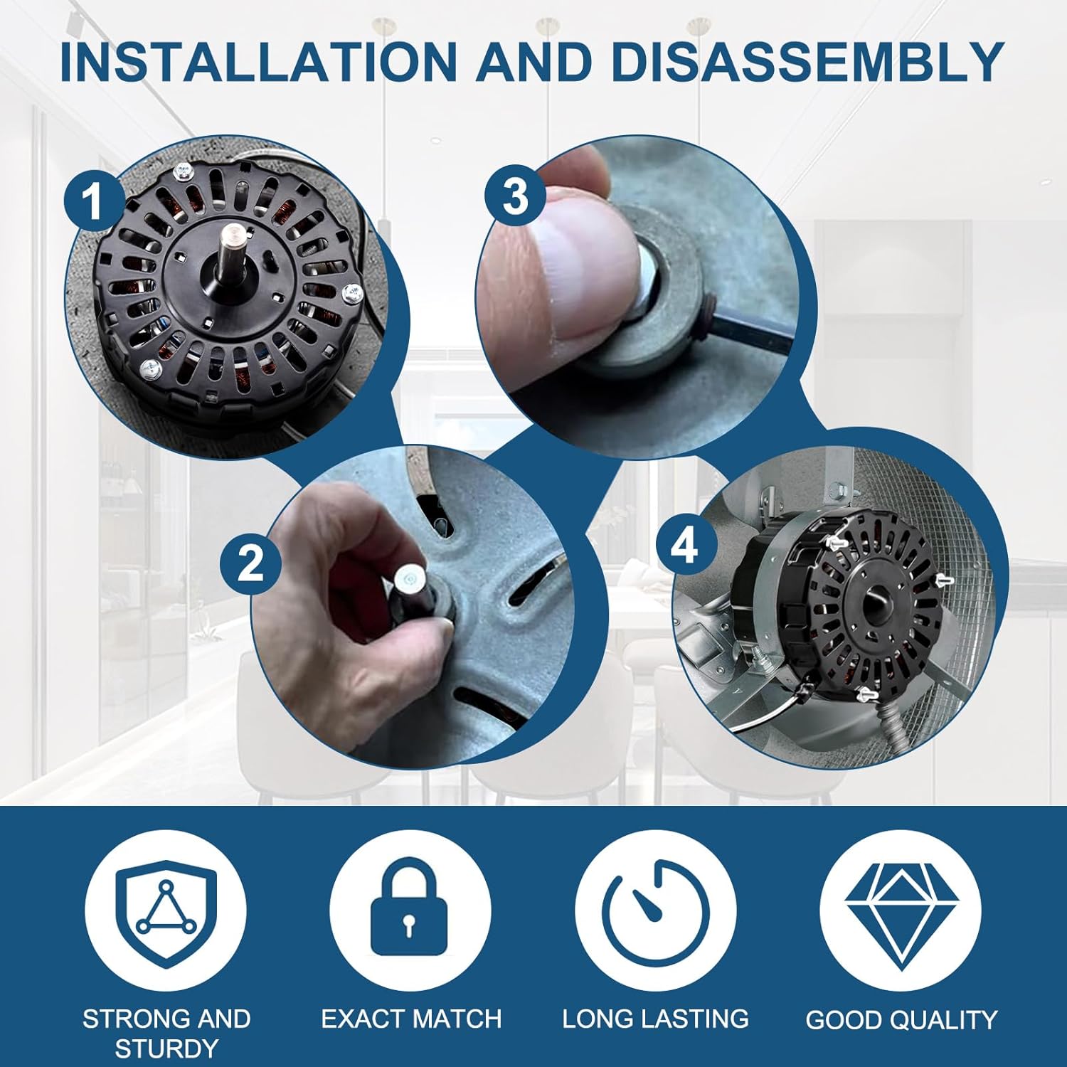 Criditpid DOW-136-0-34, DOW-136-0-40-XIN Power Vent Attic Fan Motor Replacement Part, 3.4 Aamps, 120 Volts, 1100RPM Motor.