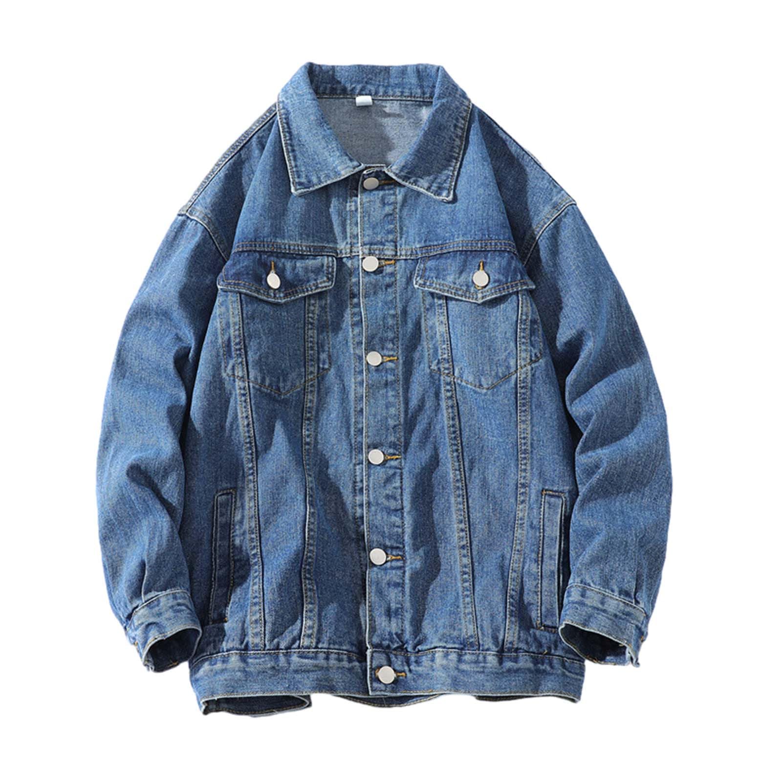 Chaqueta vaquera para hombre, color liso, solapa, chaqueta de entretiempo, chaqueta vaquera, otoño, manga larga, informal, moda urbana