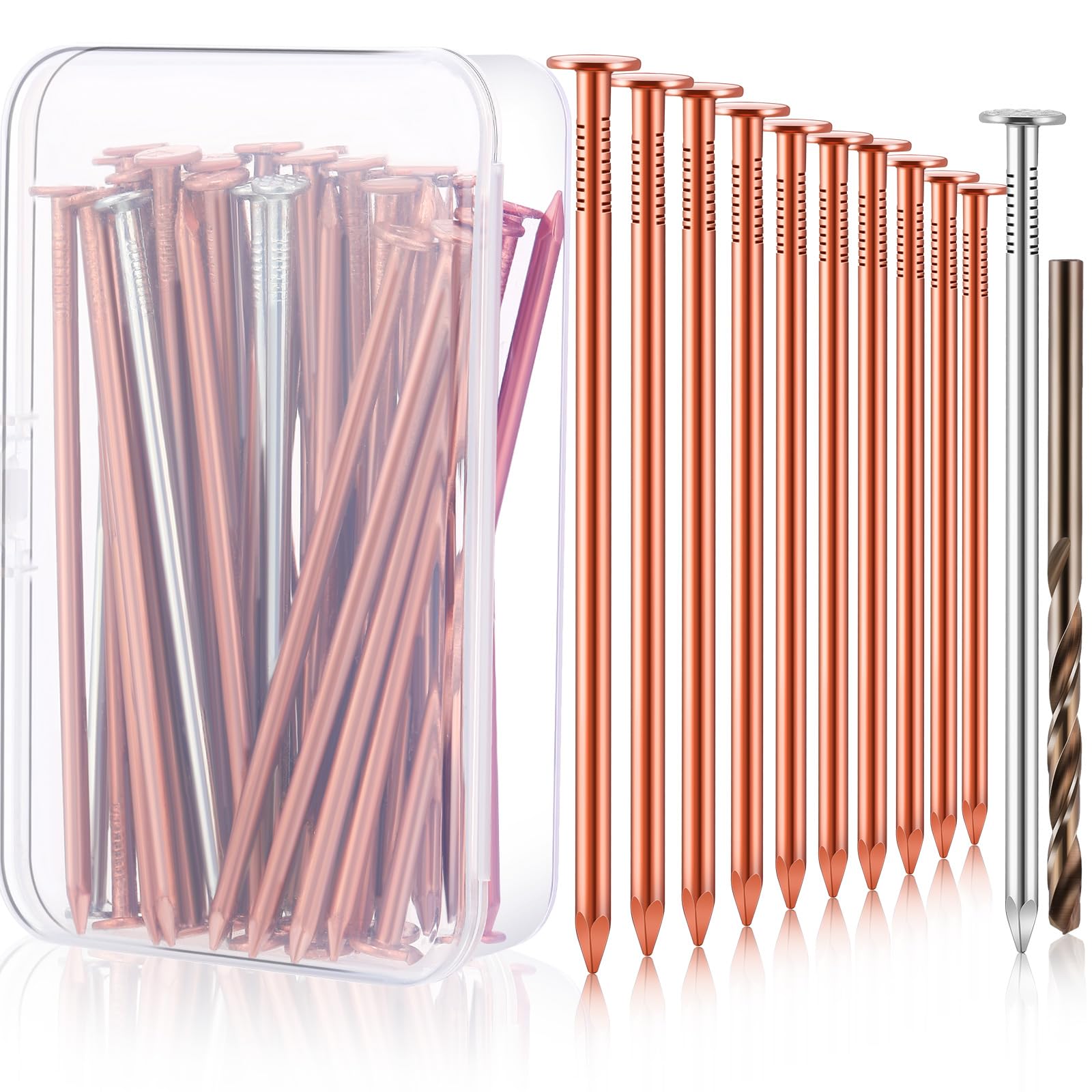 Gisafai 47 Pcs Copper Nails Tree Stump Killer Set, Include 40 Copper Nails for Killing Trees, Stumps and Roots 3.5 Inch Stump Removal Spikes with 4