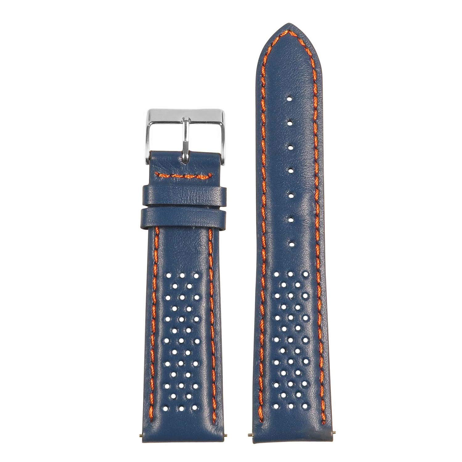Perforated Leather Rally Quick Release Watch Band Strap - Choose Your Color - 18mm 20mm 22mm 24mm