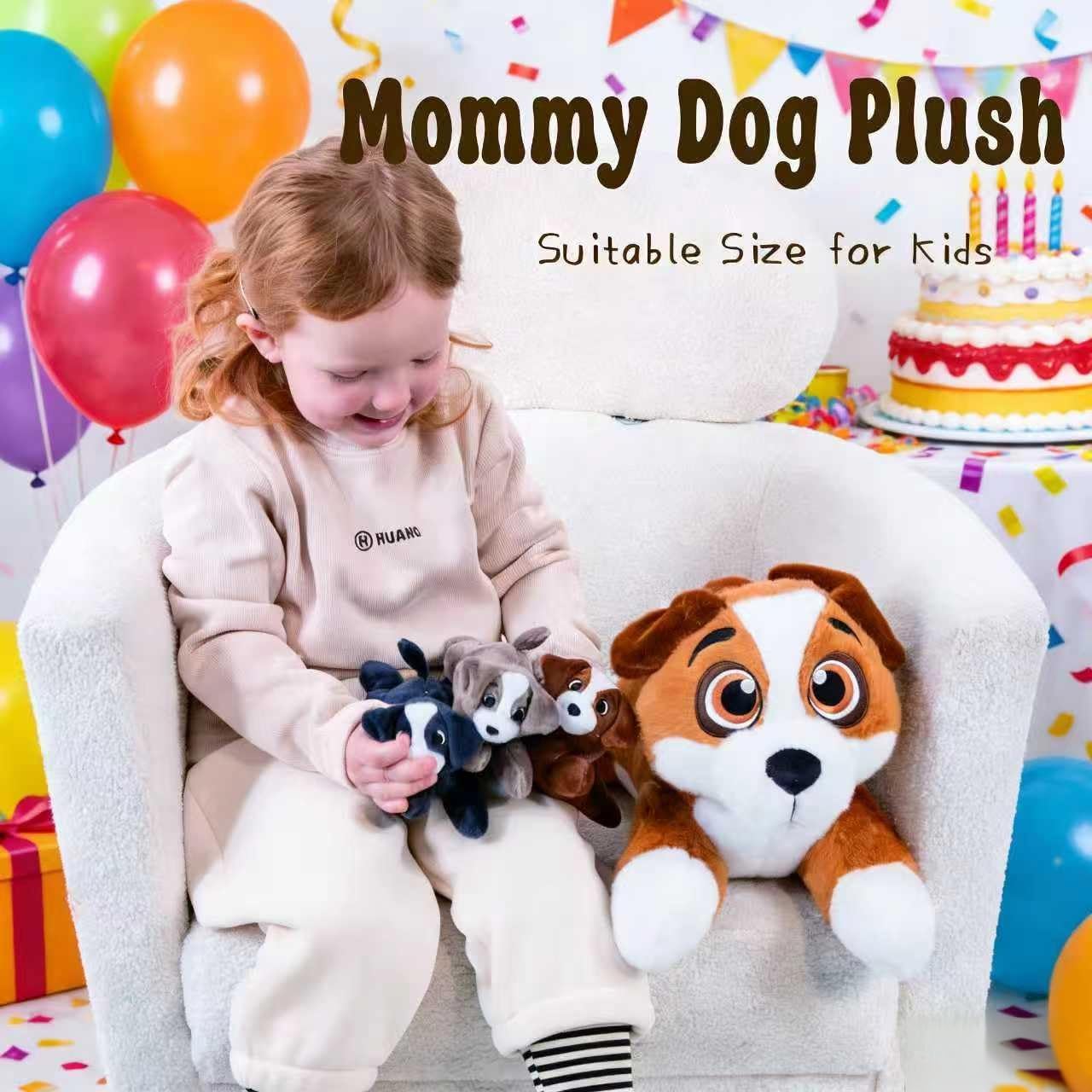 4Pcs Dog Stuffed Animals, Weighted Stuffed Puppy with Babies Inside, Mommy Dog with Puppies Inside, 20" 3.3lbs Weighted Beagle Puppy Plush Toy for Kids on Birthday Children's Day Christmas