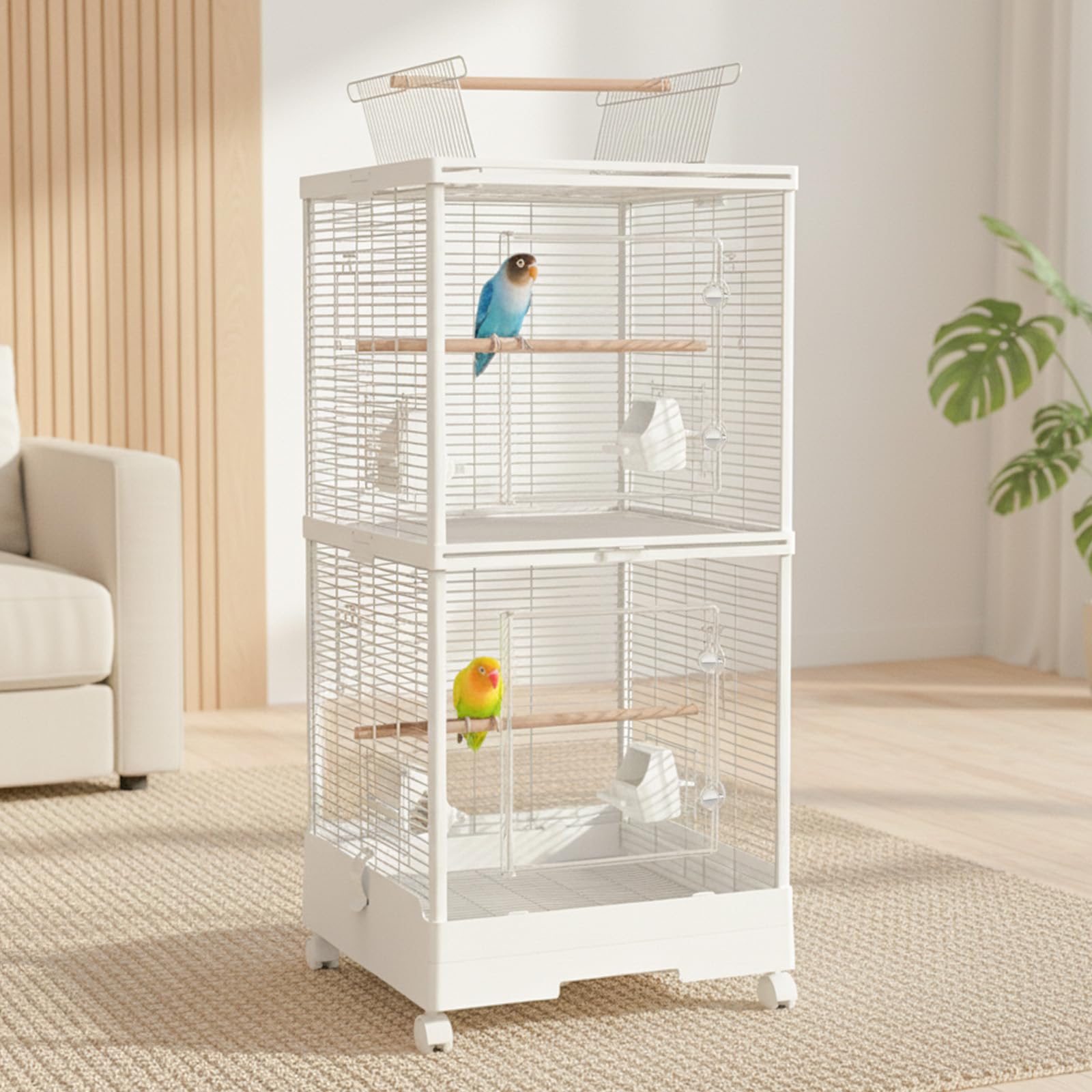Amazon | Ruexue ステンレス バードケージ 二段 【モダンな部屋に
