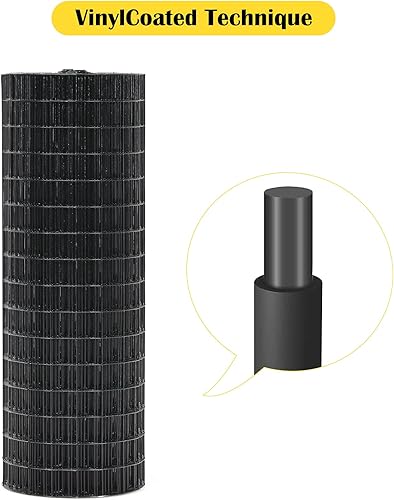 Miniatura 5 de Goplus Tela de hardware, malla de alambre soldada con revestimiento de vinilo negro de 24 pulgadas x 50 pies, rejilla de 1.5 pulgadas x 1.5