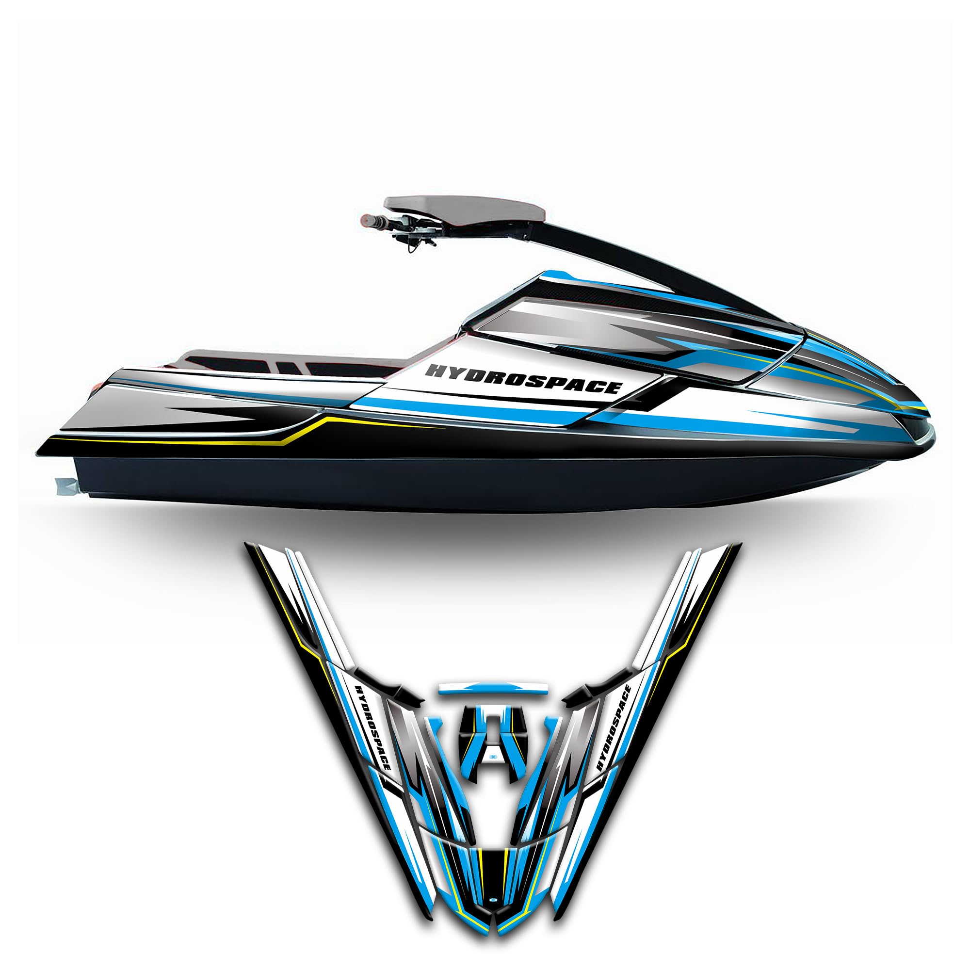 Kungfu GraphicsCustom Decal Kit for Hydrospace HSR-Benelli PWC Personal Watercraft Jet Ski S4 HSR-Benelli S4 Hydrospace S4 Benelli Hydrospace S4 2007-2012, White Blue Black, BNIHSS40712004-KOR