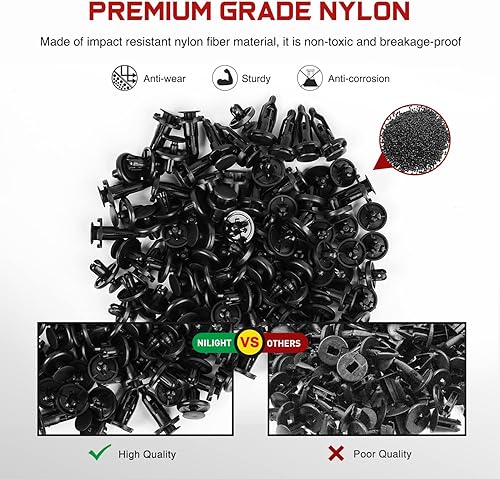 Miniatura 4 de Nilight 100 clips de retención de automóvil de 0276in 0354in tipo empuje clips de remache de sujeción de parachoques para Lexus Toyota GM 1