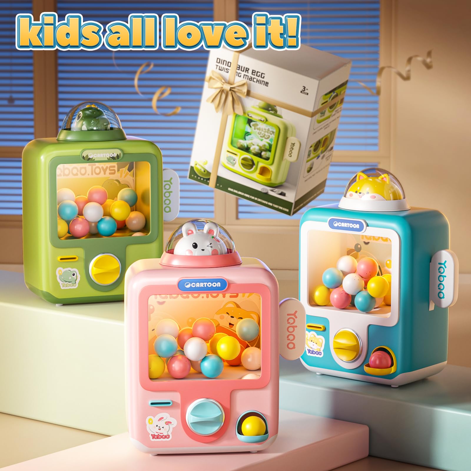 Skirfy Mini Spielwarenautomat blau, batteriebetrieben mit 10 leeren Eiern, Radiergummi & Gummikugel Gewinnautomat, Greifspiel, sensorisches Osterspielzeug für Kinder, Puppengeschenk