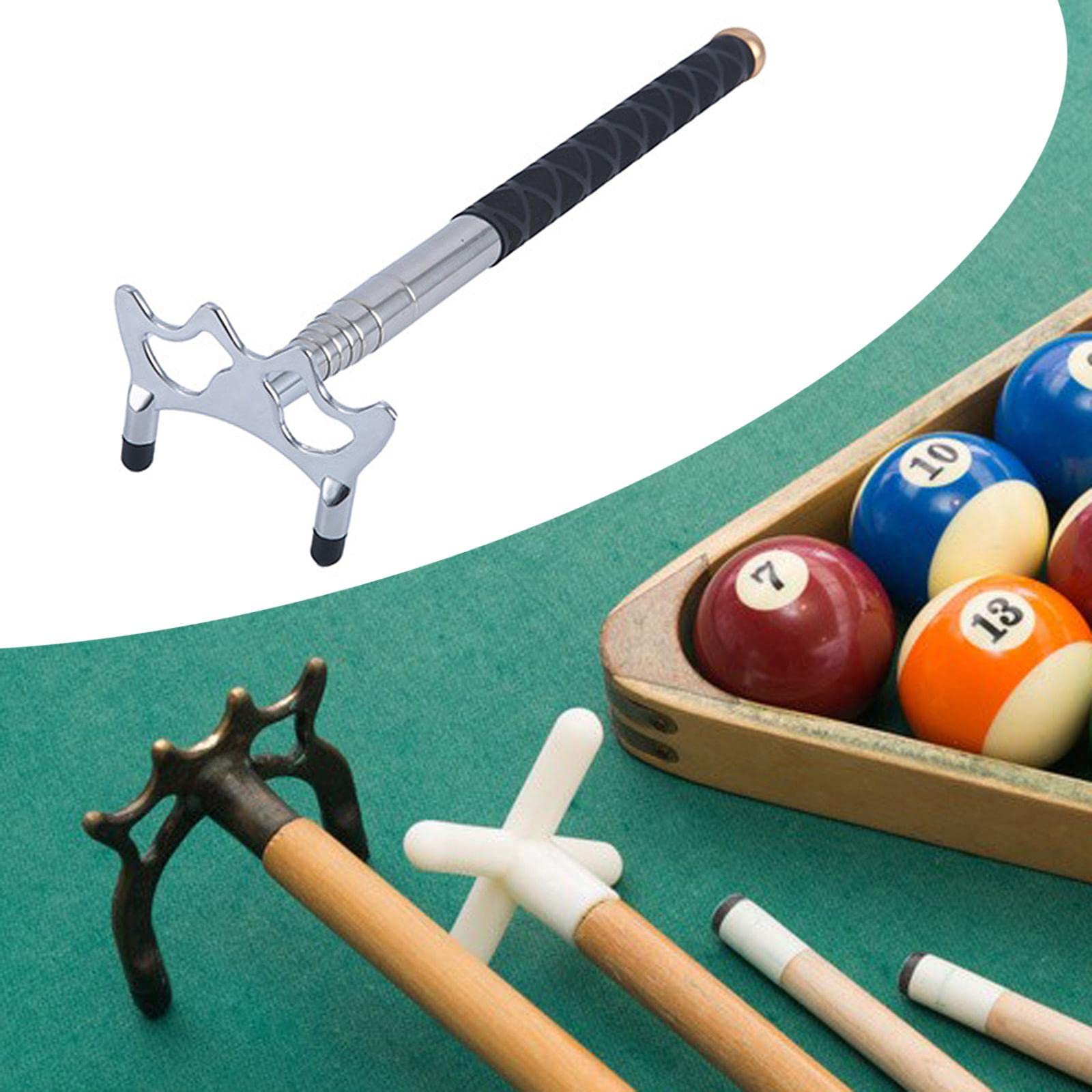 F Fityle Billard Queue Stick Brücke, Abnehmbarem Messing Brücken Kopf Brücke Halter Billard Zubehör, Versenkbare Billard Queue Stick für Billardtisch, Snooker, Spiel, Wettkampf