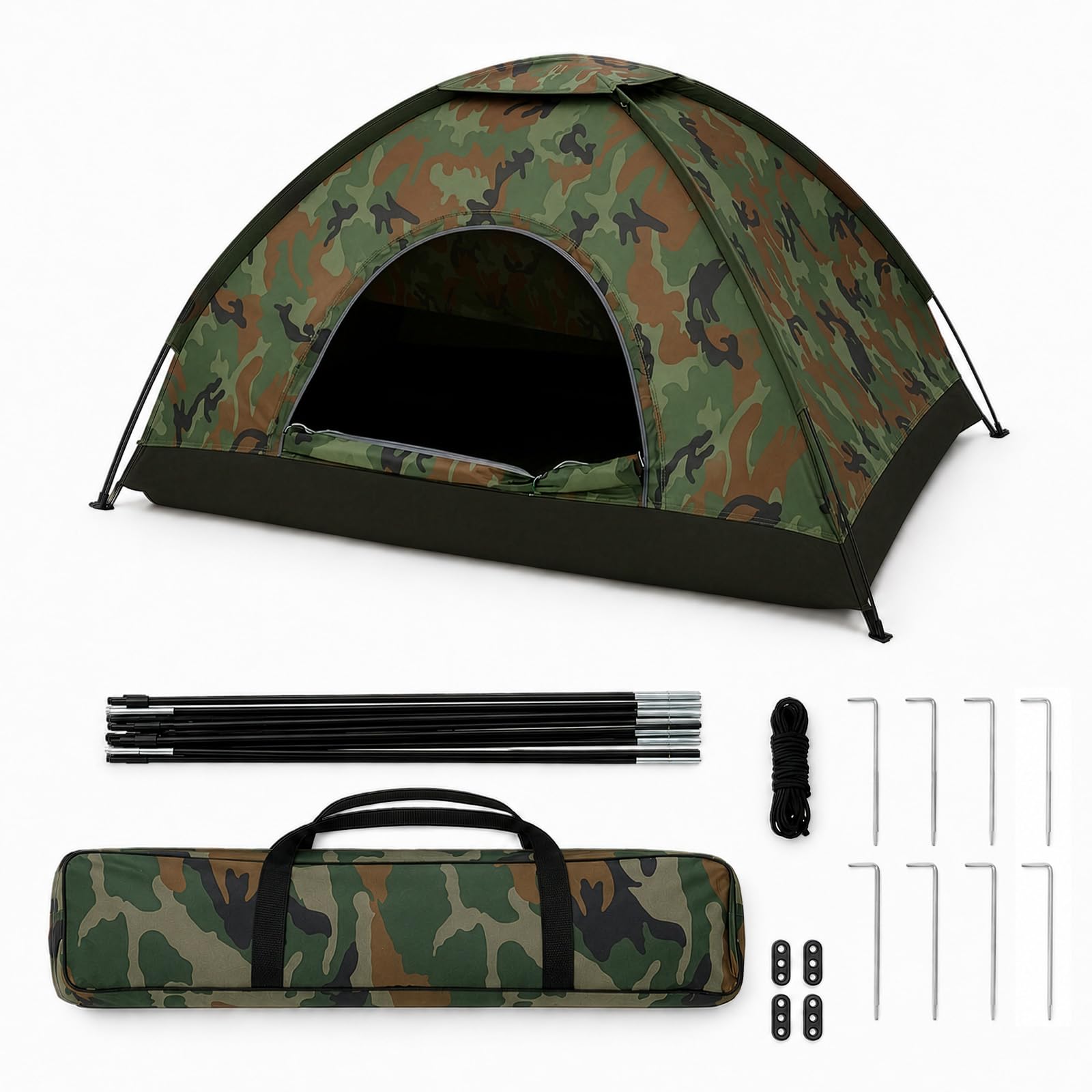 Pop-Up Wurfzelt für 3–4 Personen, wasserdichtes Camping Zelt, leichtes Schnellaufbau Einwand-Zelt, tragbares Outdoor Zelt für Strand, Festival, Wandern & Camping