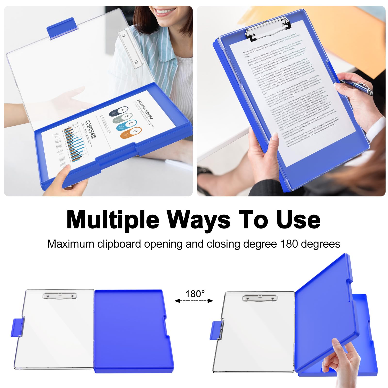 Piasoenc Clipboard with Storage, 8.5 x 11 Clip Boards with 2 Storage Case and A4 Paper Folder, Clear Dry Erase Top Panel - Image 3