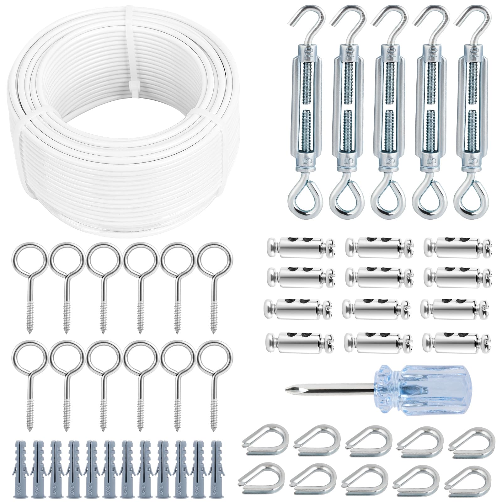 hannger 30m Washing Line Tensioner Kit, Garden Wire for Climbing Plants