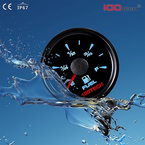 Miniatura 62 de 100TECH Medidor de combustible marino para barco y automóvil, diésel y gas, retroiluminado, 240-33ohm, negro