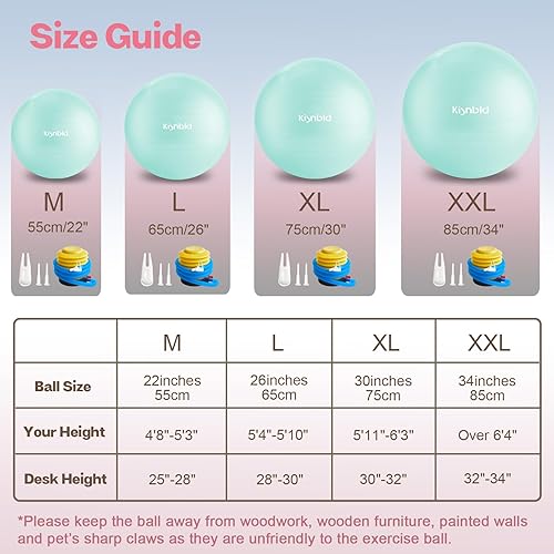 Miniatura 7 de Pelota de ejercicio, pelota de yoga extra gruesa para entrenamiento y estabilidad durante el embarazo, 4 tamaños, pelota de equilibrio