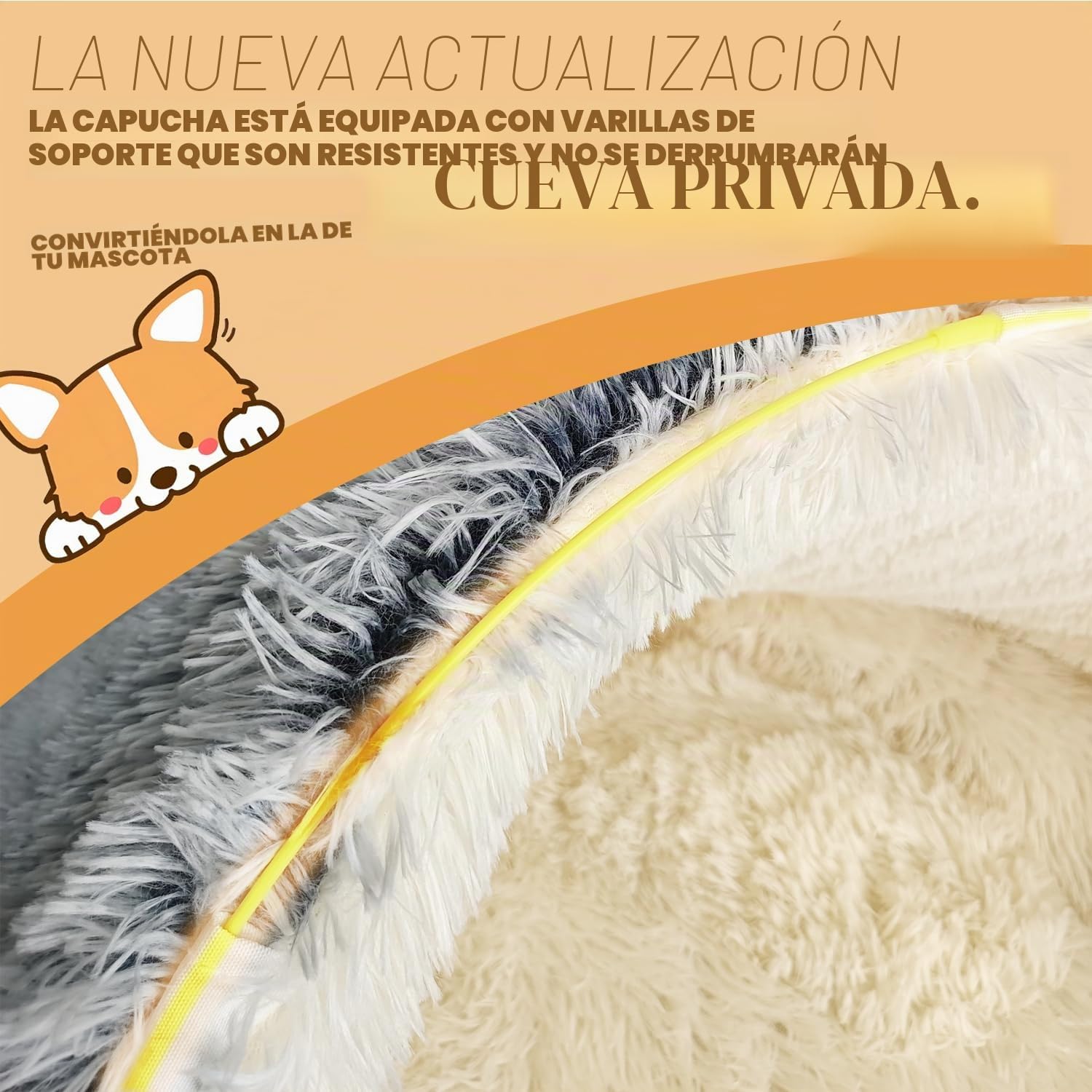 SUOXU Cama para Perros con Capucha y Soportes, Cama de Felpa de Lujo para Perros medianos y pequeños (L-80CM)
