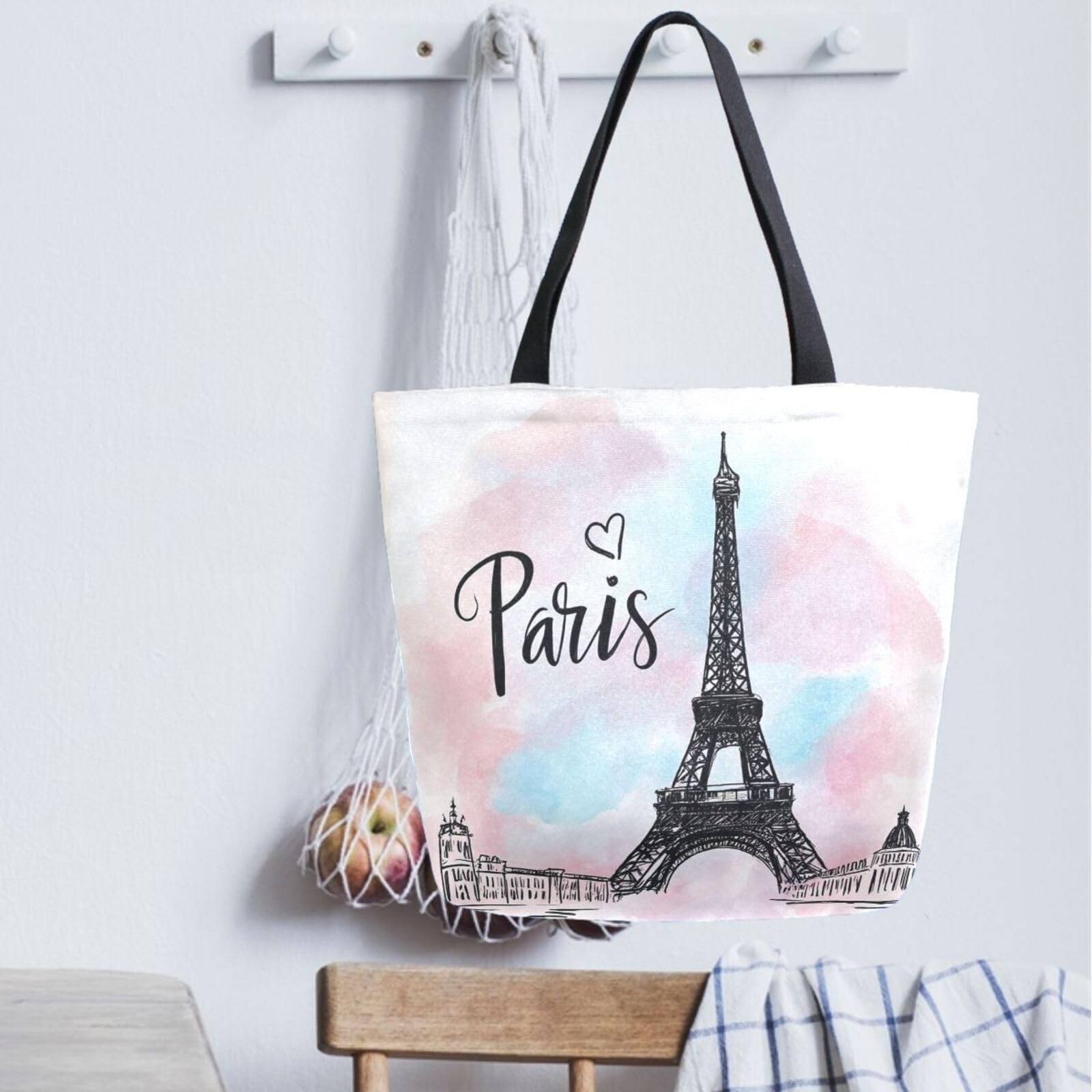 Amazon.com: Pfrewn Eiffel Tower Canvas Tote Bag for Women Extra