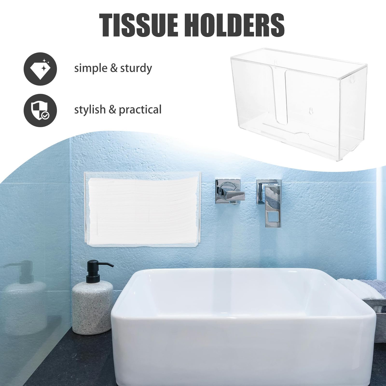 Porta Toallas de Papel Montado en Pared para Baño, Dispensador de Toallas de Plástico Transparente Gran Capacidad y Fácil Instalación
