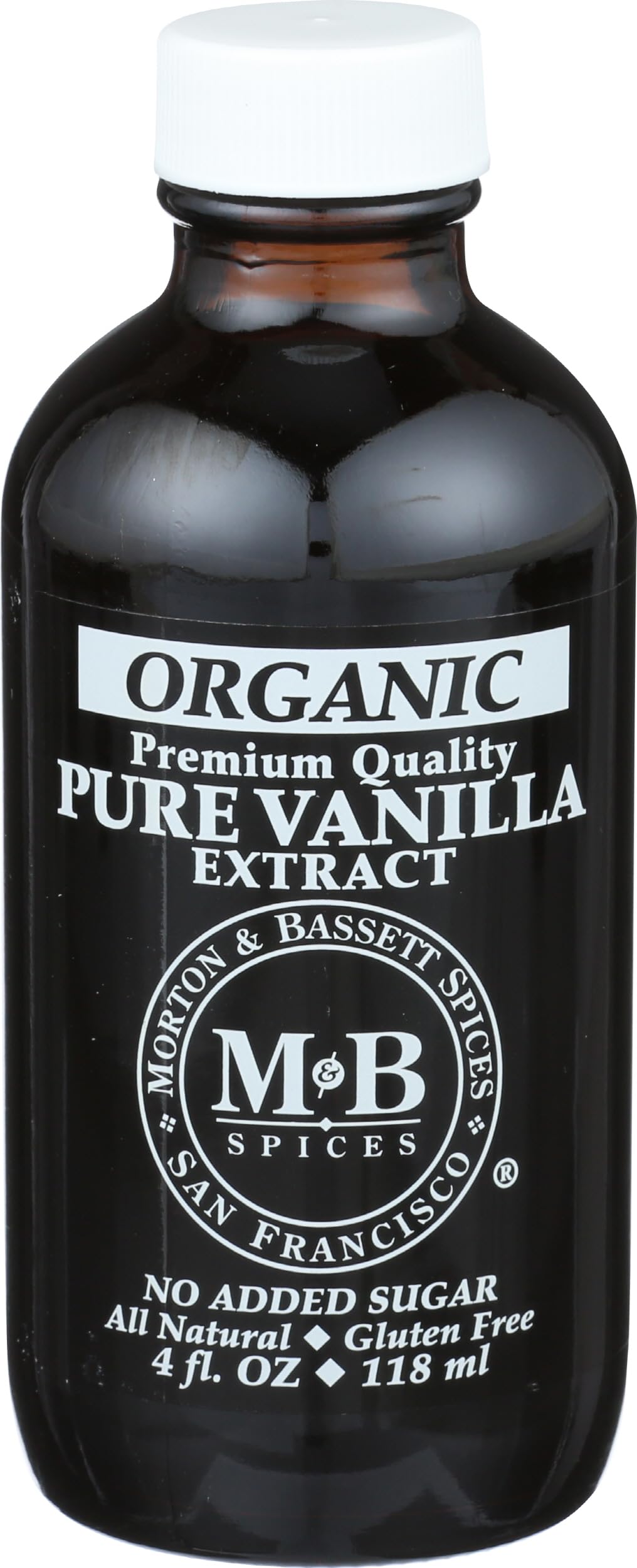 Morton & Bassett Organic Pure Vanilla Extract | Premium Bourbon Vanilla for Baking & Beverages | Gluten Free, Salt Free, Non-GMO | 4 fl oz Bottle