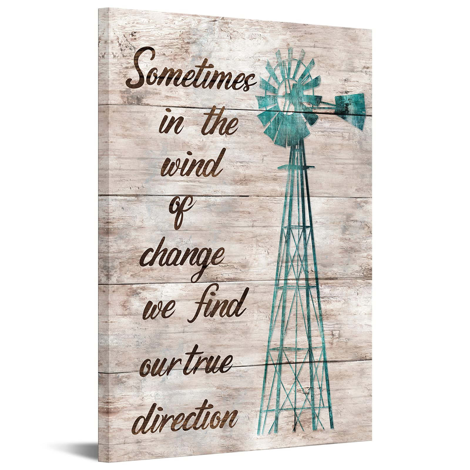 KREATIVE ARTS Farmhouse Rustic Wall Decor Windmill Inspirational Quotes Canvas Wall Art Painting Country Pictures Artwork for Living Room Bedroom Bathroom Framed Ready to Hang Vertical 24x36inch