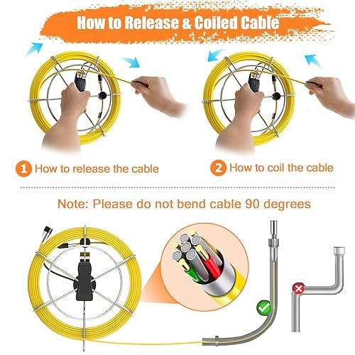 Miniatura 9 de Anysun Cámara de alcantarillado con localizador, cámara de tubería con transmisor y receptor de sonda de 512 Hz, IP68 impermeable, cámara de drenaje
