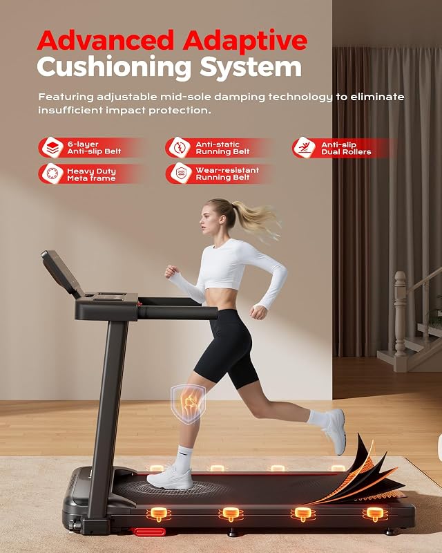 Abonow Foldable Treadmill for Home Small with 12% Incline - Black image 4